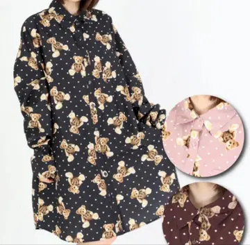 Ank Rouge 하트 도트 BearBig 셔츠