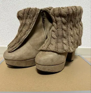 [ 새상품급 ] 베이지 스웨이드 니트 부티 [ 배송비 포함 가격 ]