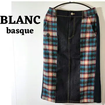 BLANC basque 블랑바스크 체크 이소재 데님 A라인 스커트