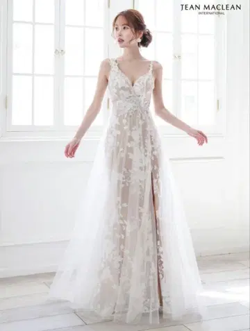 JEAN MACLEAN 플라워 자수 롱 드레스