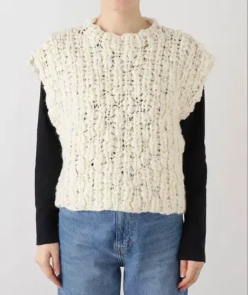 택 포함 새상품 SLOBE IENA 로우 게이지 슬리브리스 니트 화이트