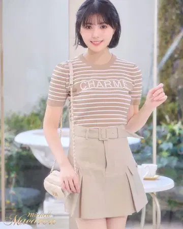 미셸마카롱 카고 미니 스커트 베이지 택 포함 새상품 XS