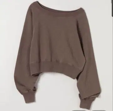 JEANASIS 빈티지 양기모 숏 보트넥 풀오버 브라운