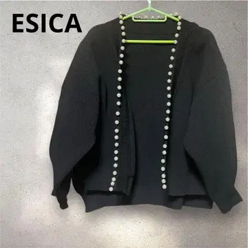 블랙 펄 버튼 가디건 ESICA 에시카 니트