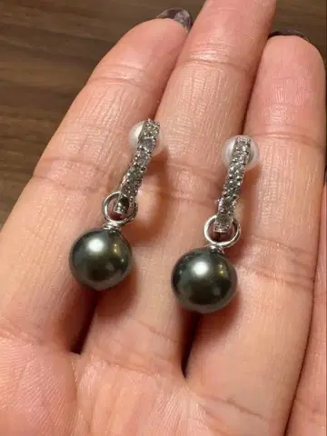 k14WG 2way 펄 귀찌 펄 9mm 다이아 0.56ct