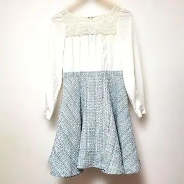 신시아 리 트위드 도킹 원피스 라이트 블루