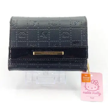 당시 미사용 헬로키티 삼단 접이식 지갑 여성용 블랙 2002년
