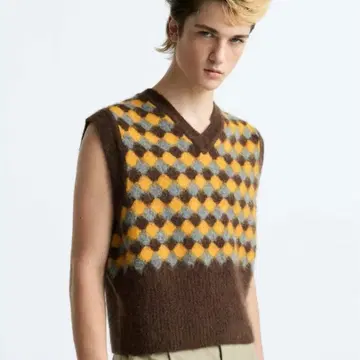 ZARA 해리 램버트 자카드 니트 베스트 L 사이즈