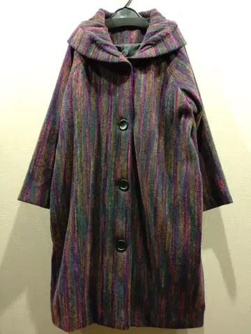 TRUBE 멀티 컬러 스트라이프 롱 코트