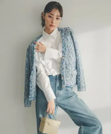 [ Rirandture ] 라메 트위드 니트 자켓