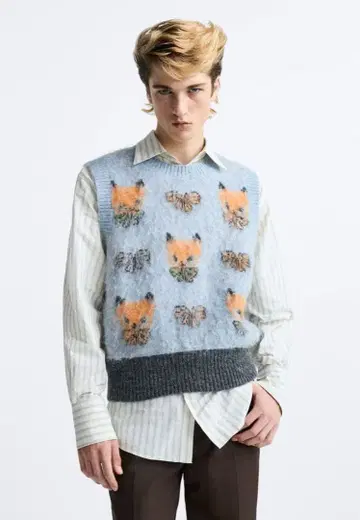 23AW ZARA x HARRY LAMBERT 니트 베스트 여우 XL