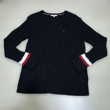TOMMY HILFIGER 케이블 스웨터 블랙 M 사이즈