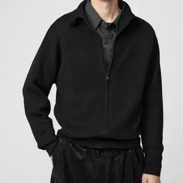 새상품 유니클로 U 더블 페이스 풀 지퍼 자켓 M 블랙