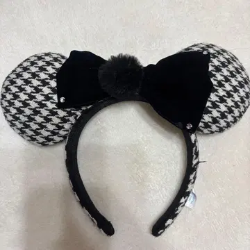미니 머리띠 2025년 가을 신작 블랙 화이트 하운드투스 패턴