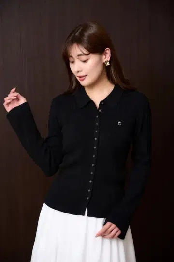 herlipto Trois Rib Knit Polo Top M 블랙