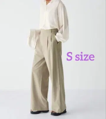 UNIQLO C 턱 와이드 스트레이트 팬츠 베이지 WOMEN S