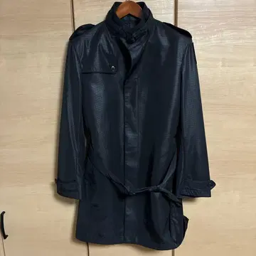 MALE&CO 블랙 롱 스텐카라 코트 벨트 포함