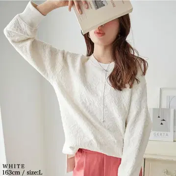 Re Dial [격상 맨투맨] 상의 여성용 화이트 LL