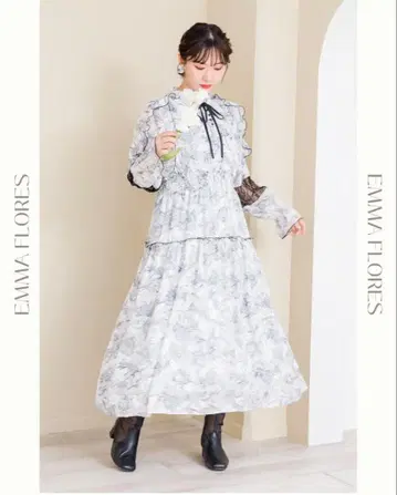 엠마 플로레스 꽃무늬 원피스 3L 블루 레귤러 기장