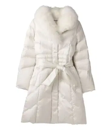 퍼 달린 화이트 다운 자켓