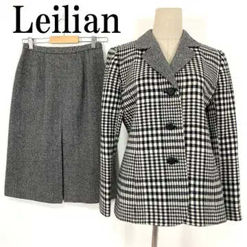 LA3647 레리안 하운드투스 체크 패턴 바이컬러 스커트 셋업 그레이9