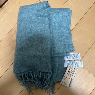 택 포함 미사용 새상품 무인양품 캐시미어 100% 라이트 그린 대형 스톨