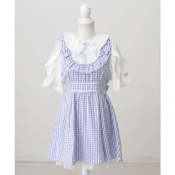 DearMyLove 다회 메이드 요크 프릴 리본 원피스 블루 지뢰계