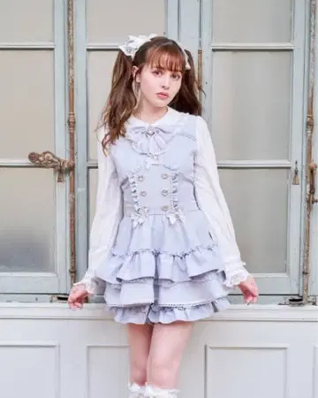 LIZLISA 더블 티어드 셋업 블루 원피스 지뢰계