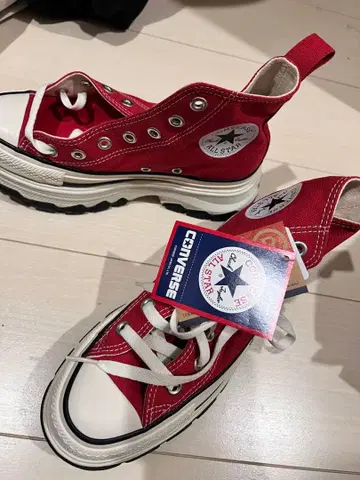 택 포함 새상품! 컨버스 통굽 트렉 웨이브 빨간색 23.5cm