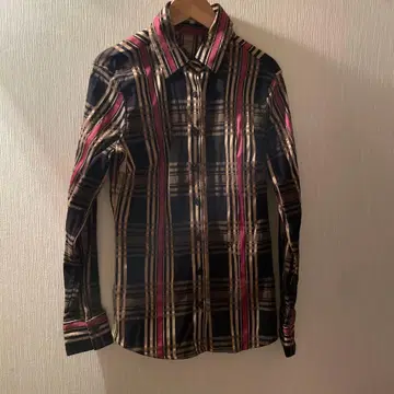 나라 까미체 이탈리아제 체크 무늬 긴팔 가을/겨울 핑크