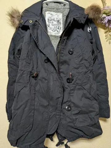 아즈 노 아즈 택 포함 새상품 블랙 퍼 후드 블랙 모즈 코트