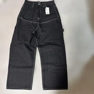 새상품 kutir 7 포켓 페인터 데님 스티치 블랙 L 사이즈