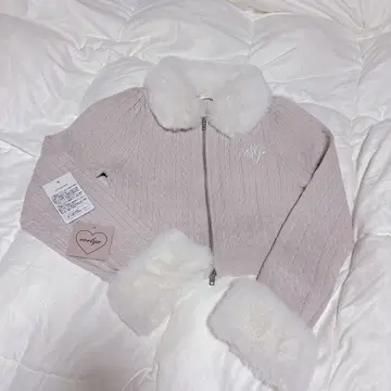 evelyn 케이블 지퍼 니트 핑크