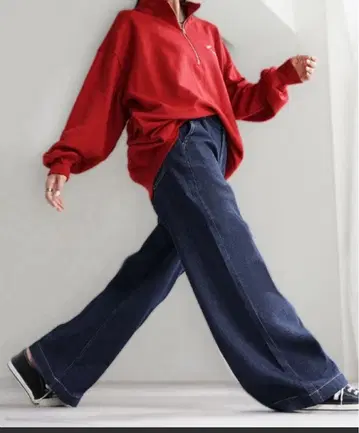 하그유 혁명 데님 와이드 팬츠 레귤러 기장