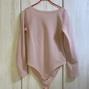 pois 핑크 긴팔 바디수트 코튼 혼방