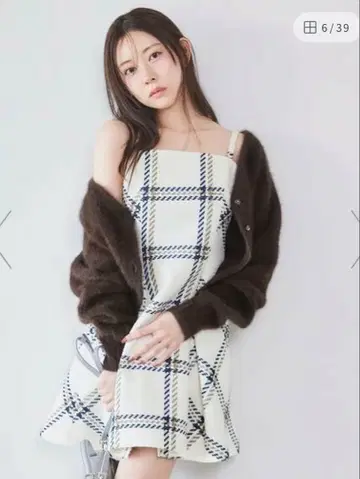 snidel WEB 한정 로빙 체크 미니 원피스 아이보리 1