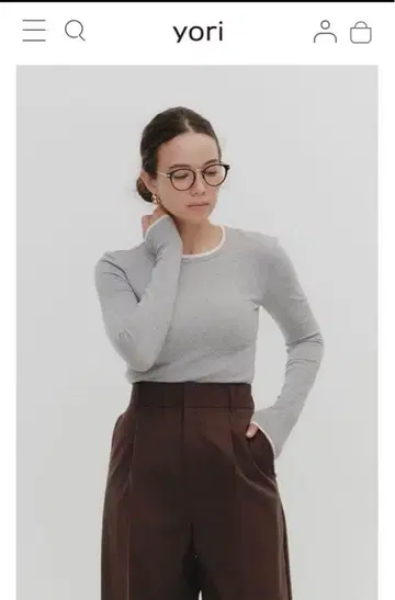 [ 새상품 ] yori 촉촉 레이어드 롱Tee 38 라이트 그레이