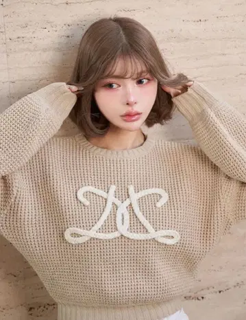 Darich 로고 와플 니트탑