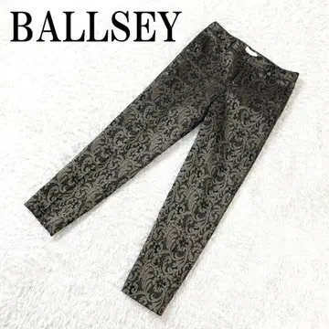 보르지 슬랙스 팬츠 블랙 골드 폴리에스테르 실크 36 B716