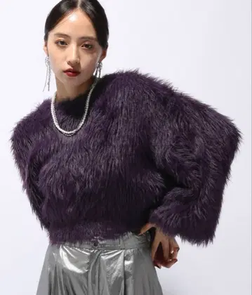 배송비 포함 HARE 롱 샤기 니트 풀오버 퍼플