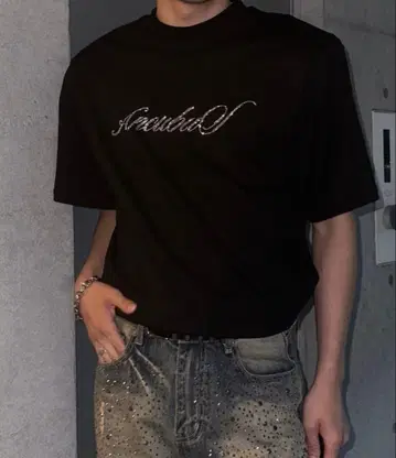 Otte 라메 레터 프린트 상의