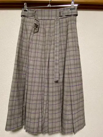 체크 무늬 플리츠 스커트 S