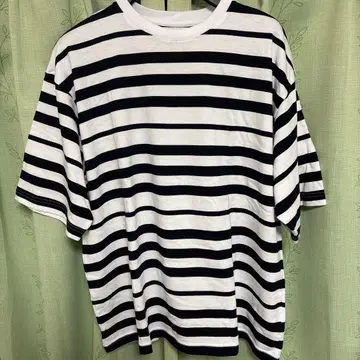 JOHNBULL 보더 T셔츠 화이트 블랙 스트라이프 L 사이즈