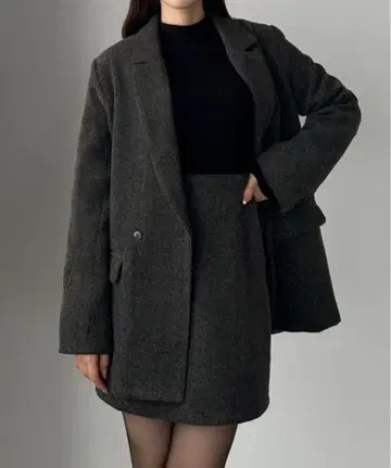 Louere 헤링본 테일러드 자켓 + 미니 스커트 SET S 사이즈