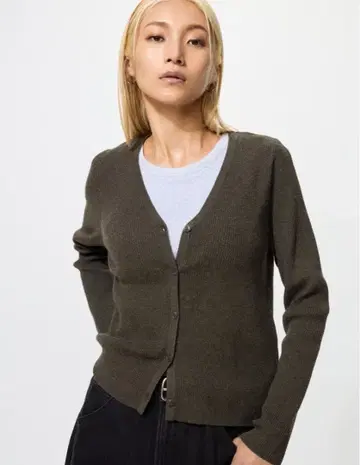 UNIQLO 워셔블 니트 리브 가디건 XL brown