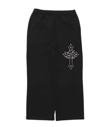 sequenz 블랙 맨투맨 와이드 팬츠 크로스 자수