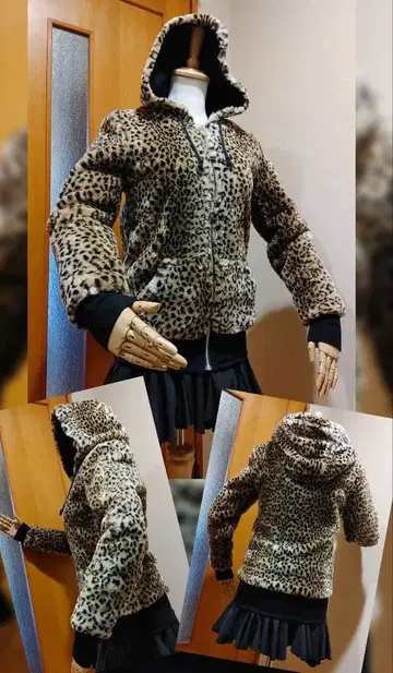 여성용/인조 모피 후디/블루종 [ 레오파드 M ]