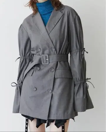 jouetie 그레이 슬리브 리본 자켓 미니 원피스