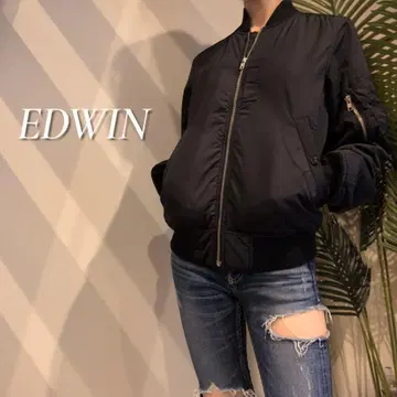 EDWIN FIELDMAN MA-1 바이커 노카라 자켓 리브 소매