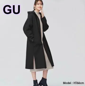 [ 미사용 새상품 ] 후디 롱 가운 코트 GU 긴팔 코트 지유 블랙